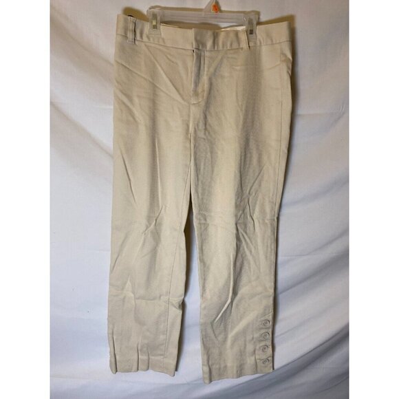 Gap Stretch Womens Dress Pants Ankle Cream Color Size 10 Button Accents - Picture 1 of 3